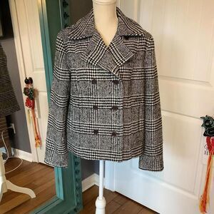 GAP Black and White Houndstooth Double-Breasted Jacket